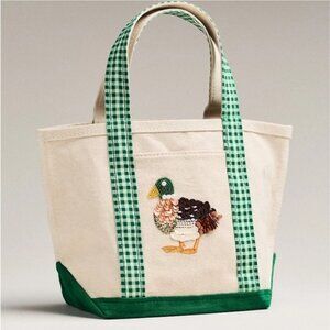 Anthropologie Hartley Beaded Canvas Tote Bag Duck NWT